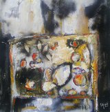 Table avec fruits et feuilles