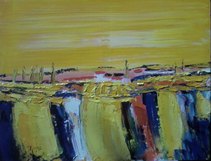 Champs de colza sous le ciel jaune